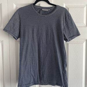 Minimum Denmark Navy Striped Luka Short‎ Sleeve Casual Tee Medium Nautical